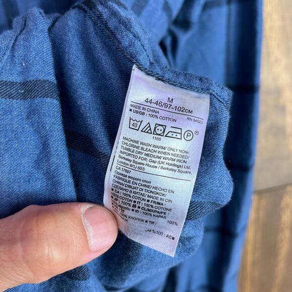 Banana Republic Mens Shirt Blue Windowpane Luxe Flannel Button Down Camden Fit M - Picture 7 of 13